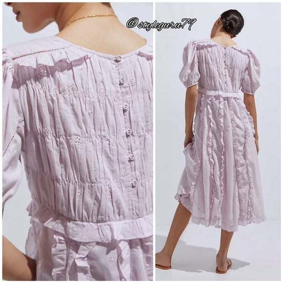 NWT, Anthropologie, Ruffled Midi Dress in Purple Lilac - Picture 2 of 2